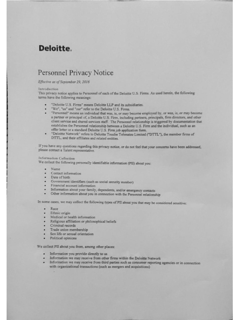 Consent Form For Deloitte | PDF