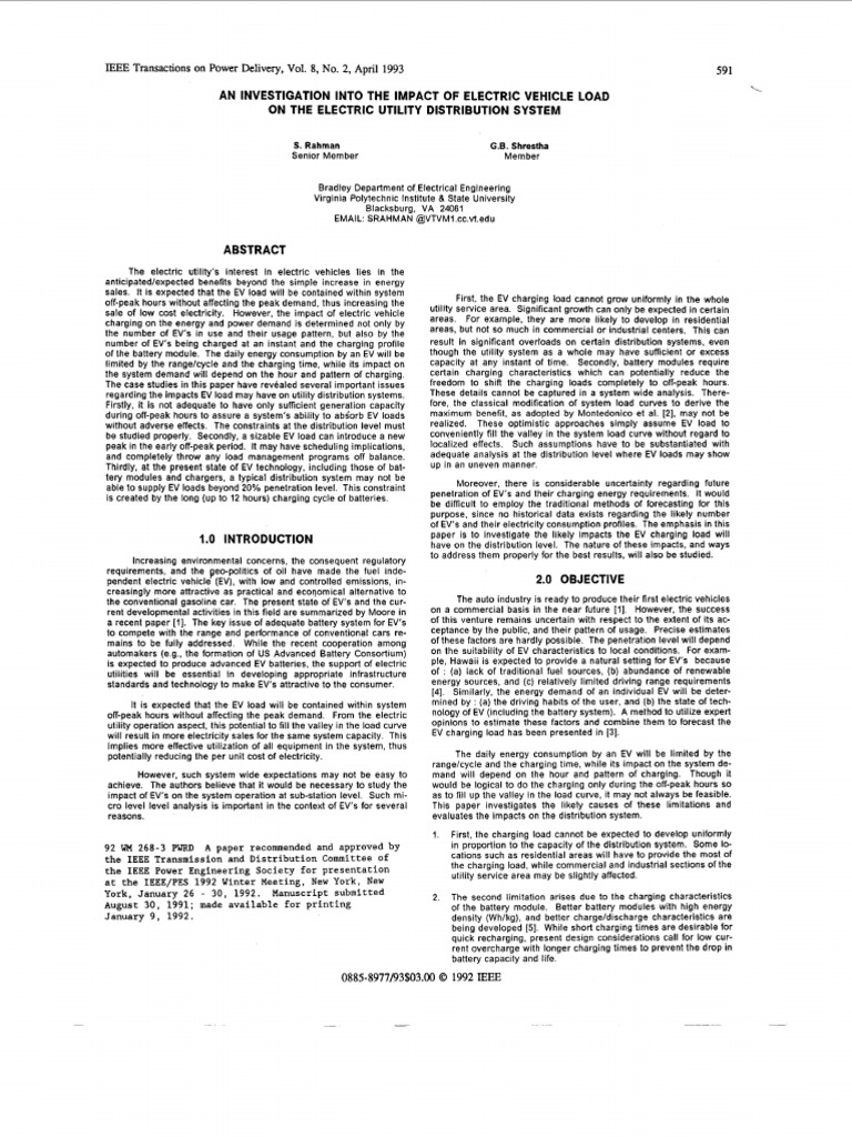 Impact of EV Load on Utility Systems | PDF | Electric Vehicle | Battery ...