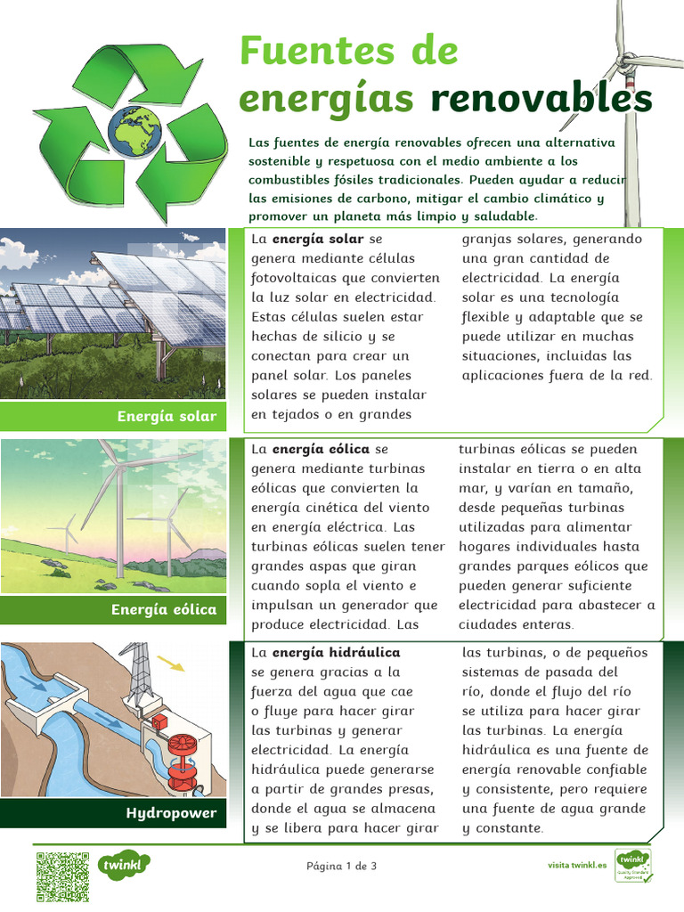 Fuentes de Energía Renovables Explicadas | PDF | Energía renovable ...