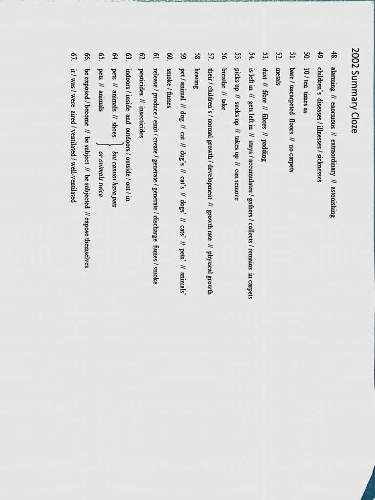 2002 2003 Summary Cloze | PDF
