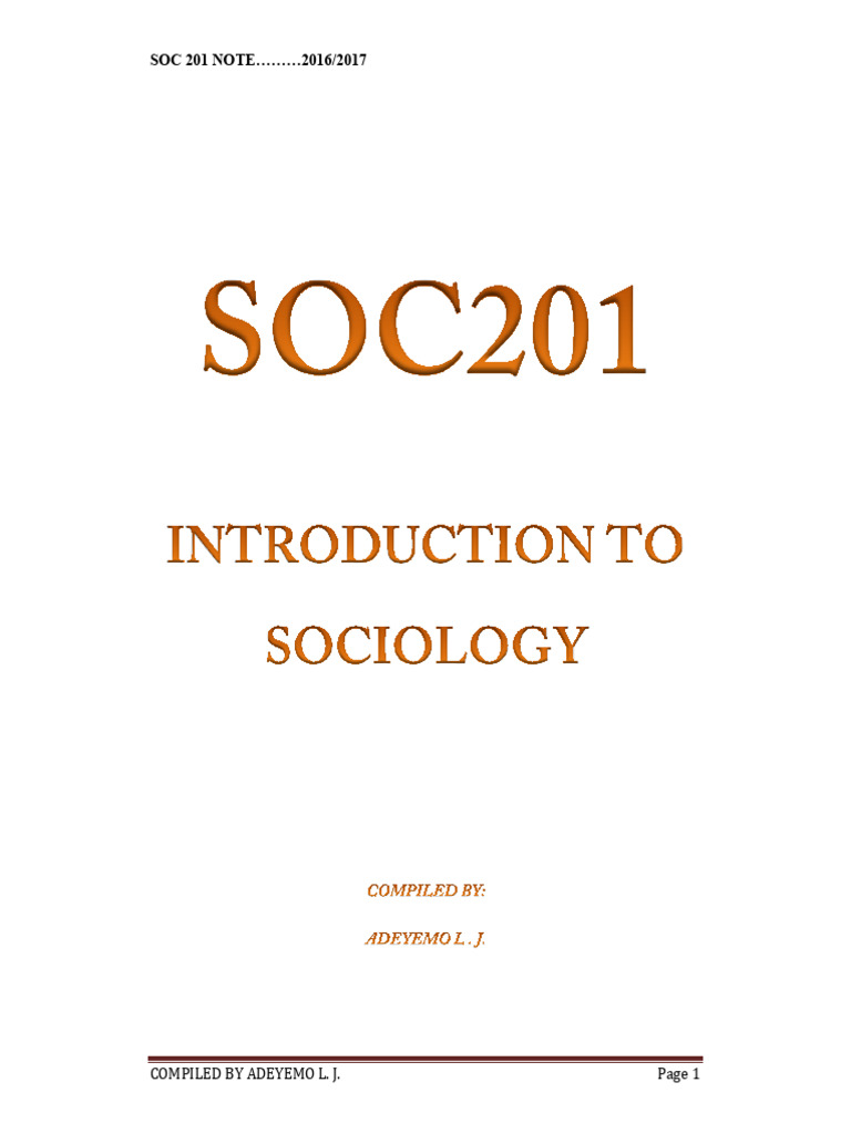 SOC 201 Introduction to Sociology Notes | PDF