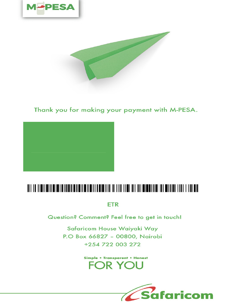 M-Pesa Transaction Receipt Details | PDF