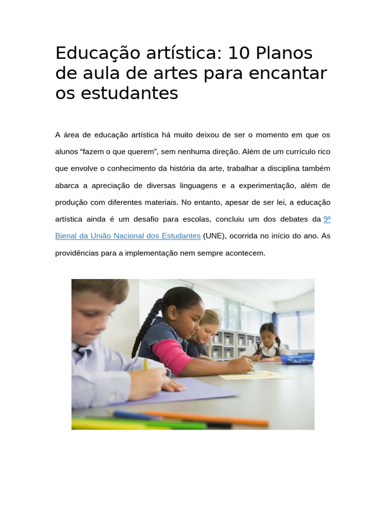 Planos de Aula de Artes no Ensino Fundamental | PDF | Imagem | Som
