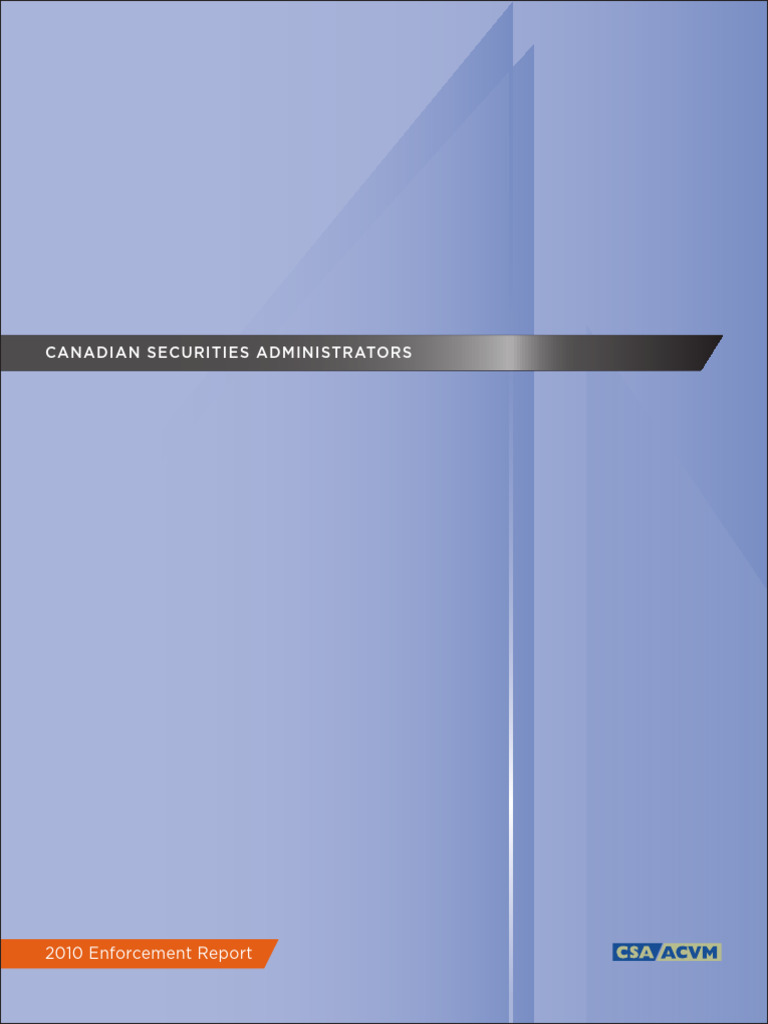 CSA2010EnforcementReportEng | PDF | Private Sector | Financial Markets