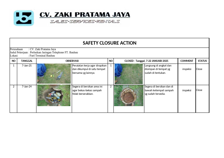 3 Safety Closure Action Juli 2018 | PDF