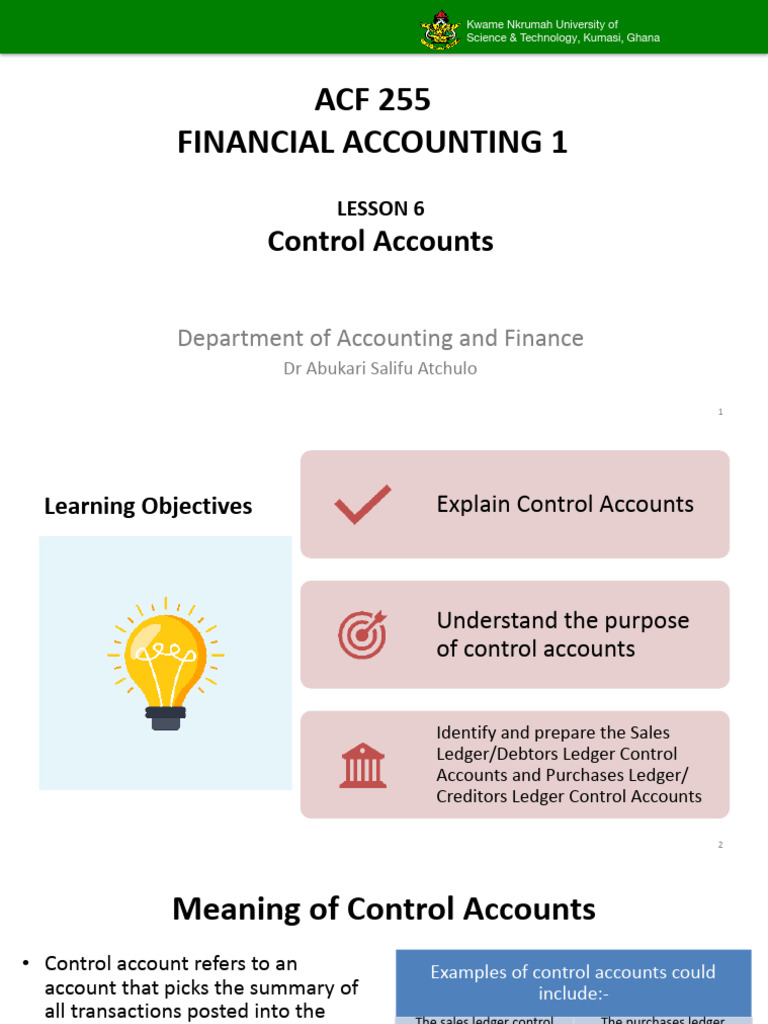Control Accounts in Financial Accounting | PDF | Debits And Credits ...