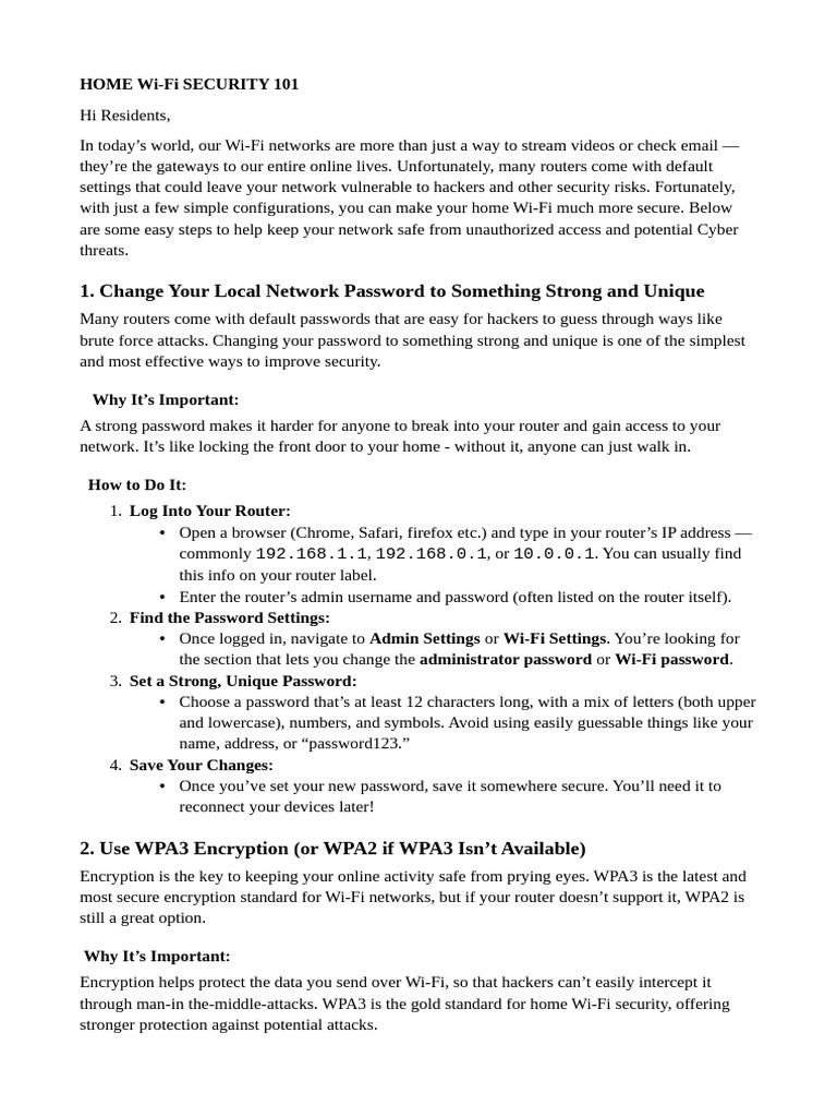 Securing Your Home Wi-Fi Network | PDF | Wi Fi | Security