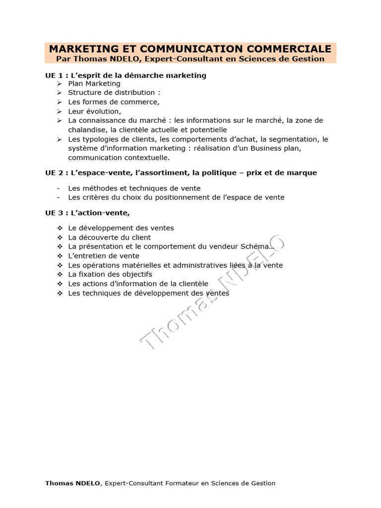 Marketing et Communication Commerciale | PDF | Commercialisation | Sodles