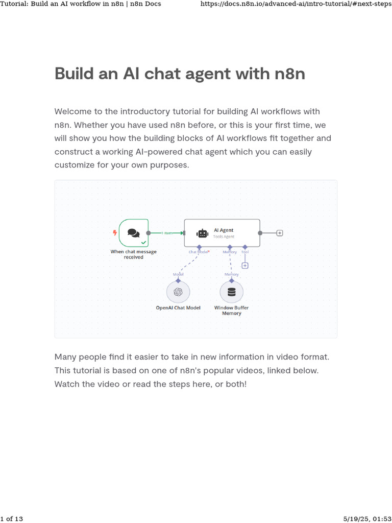 Tutorial - Build An AI Workflow in n8n - n8n Docs | PDF | Artificial ...