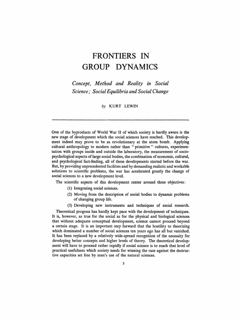 Lewin 1947 Frontiers in Group Dynamics Concept Method and Reality in ...