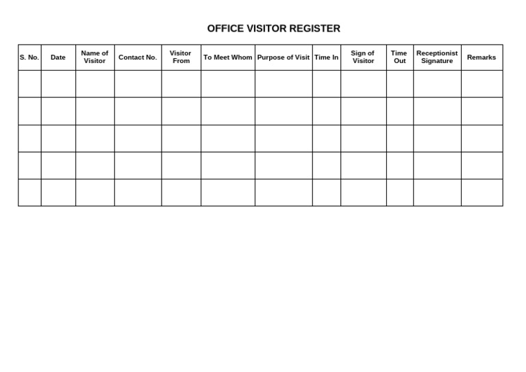 Office Visitor Register Format | PDF