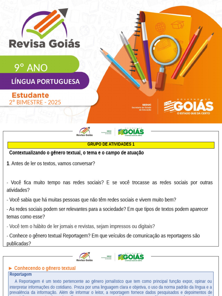 Revisa Goias 9 Ano LP 2 Bimestre | PDF | Internet das Coisas | Abstract ...