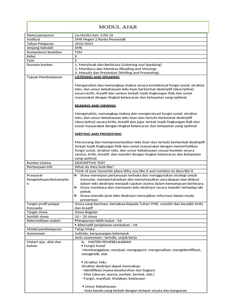 Modul Procedure Text | PDF