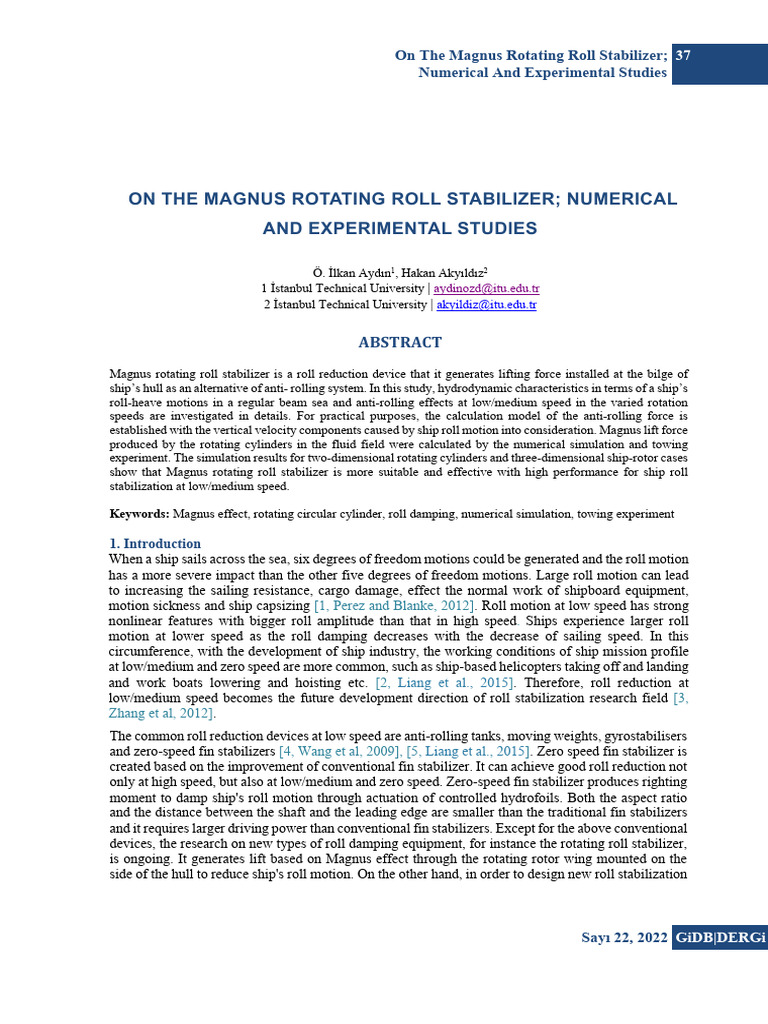 Magnus Effect in Roll Stabilizers | PDF | Lift (Force) | Ships
