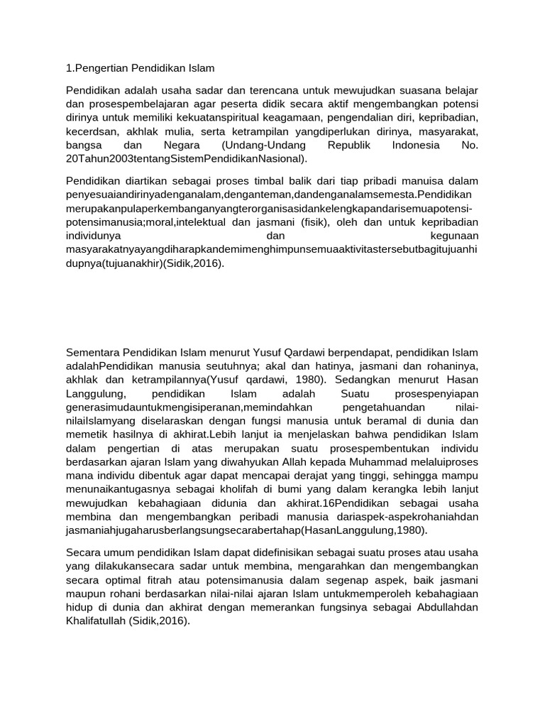 Pengertian dan Dasar Pendidikan Islam | PDF