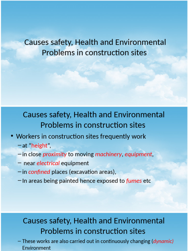 5 Causes Safety and Health Problems in Construction Sites | PDF ...
