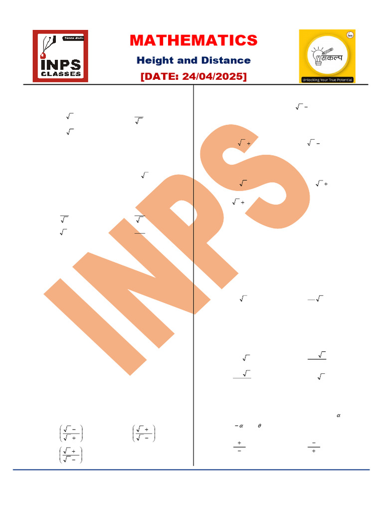 Height and Distance Paper | PDF | Height | Elementary Geometry