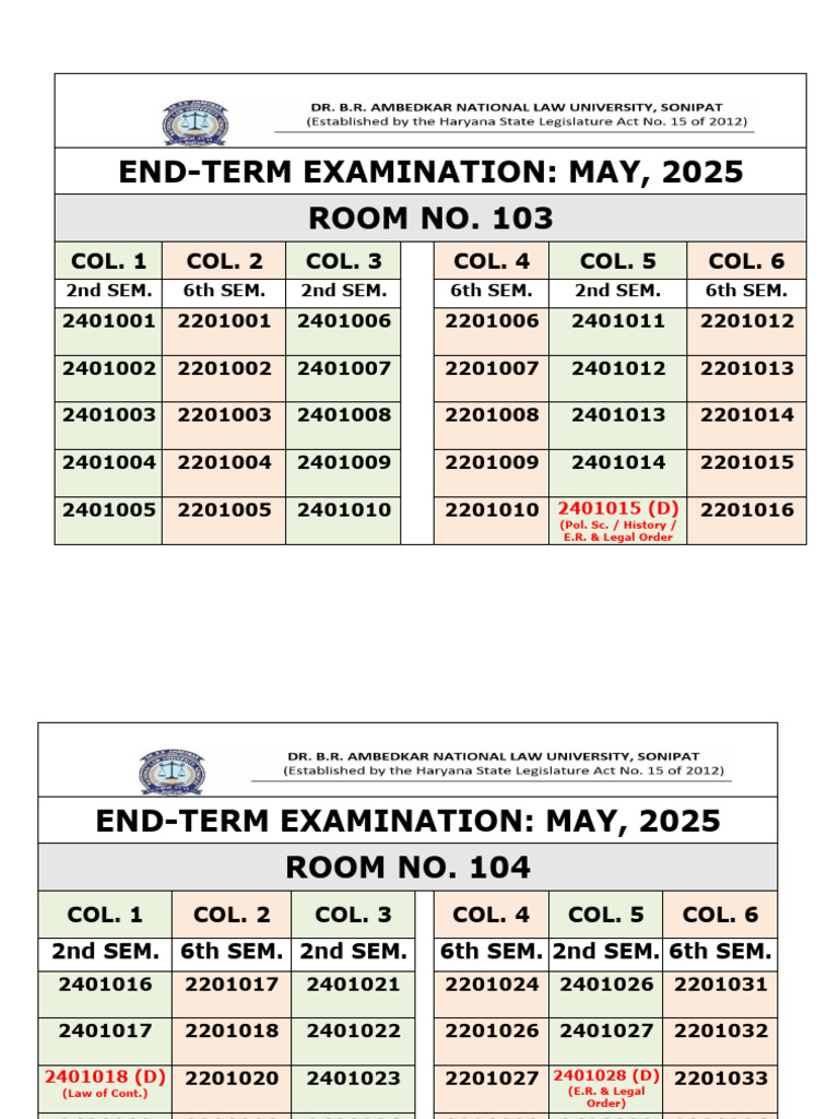 May 2025 End-Term Exam Schedule | PDF