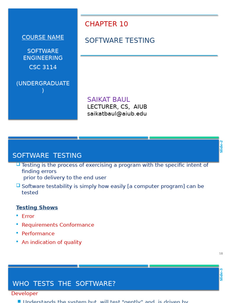 SE - Ch.10 - Software Testing | PDF | Software Testing | Software ...
