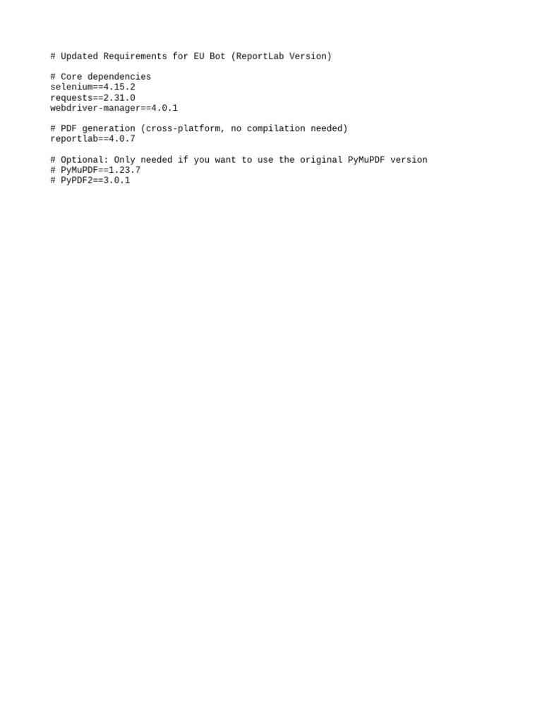 EU Bot Requirements: ReportLab Update | PDF