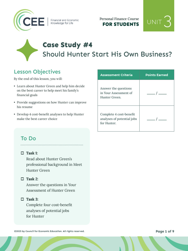 Day 23 & 24 - Unit 3 Case Study 4 For Students | PDF | Cost–Benefit ...