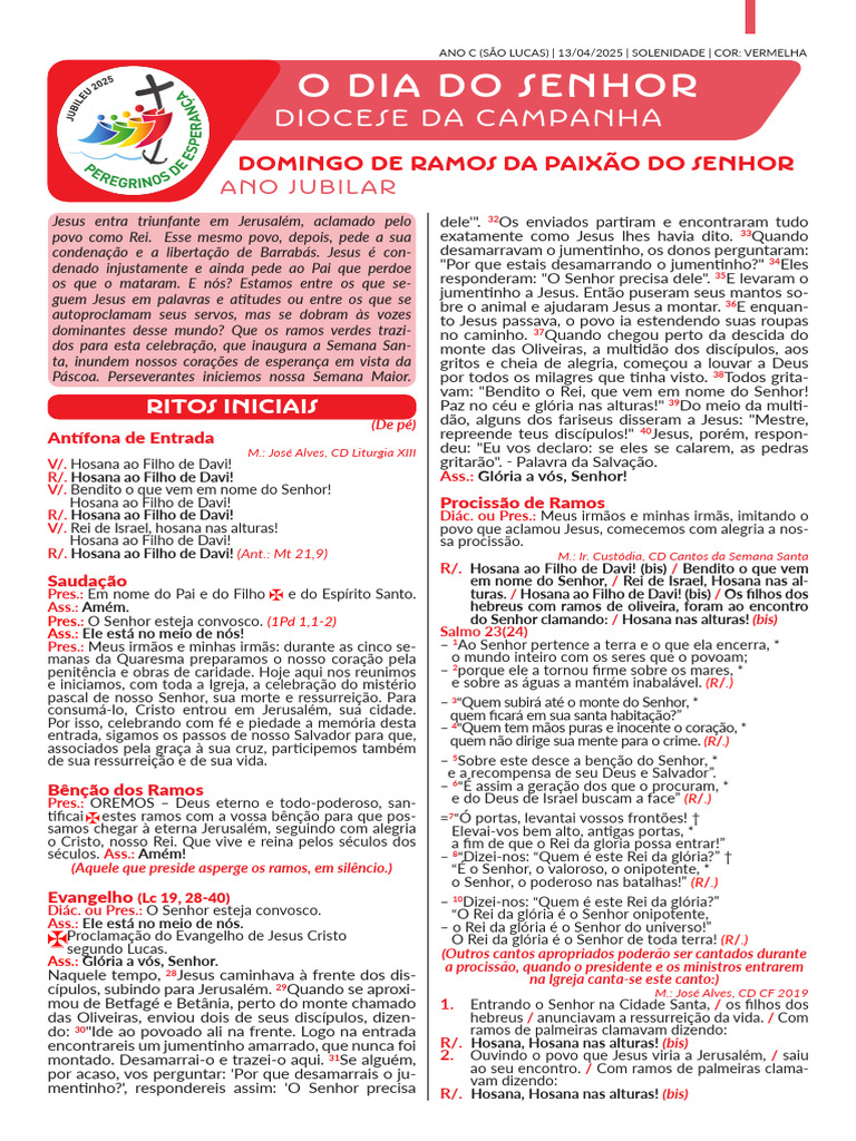 Celebração do Domingo de Ramos 2025 | PDF | Crença e doutrina religiosa