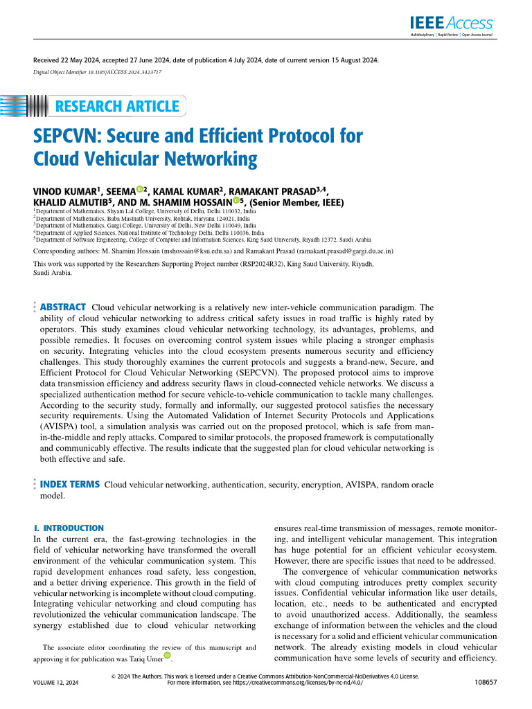 SEPCVN: Secure Protocol for Cloud Vehicles | PDF | Computer Security ...