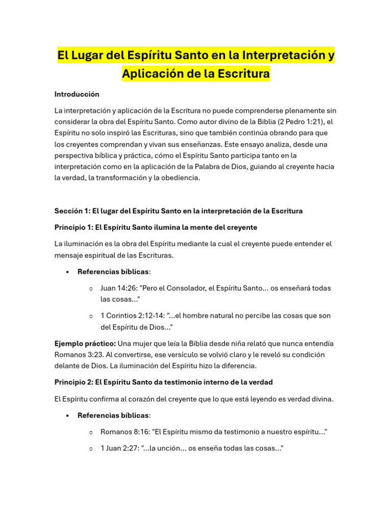 El Espíritu Santo en la Escritura | PDF | espíritu Santo | Biblia