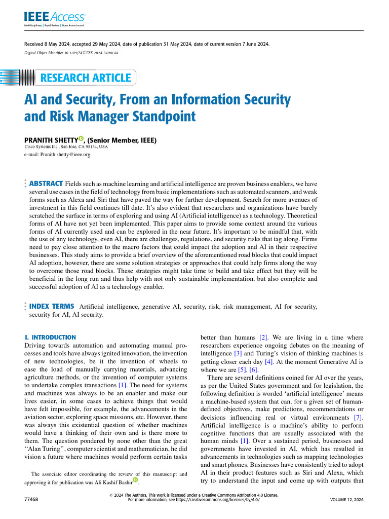 AI and - Security - From - An - Information - Security - and - Risk ...