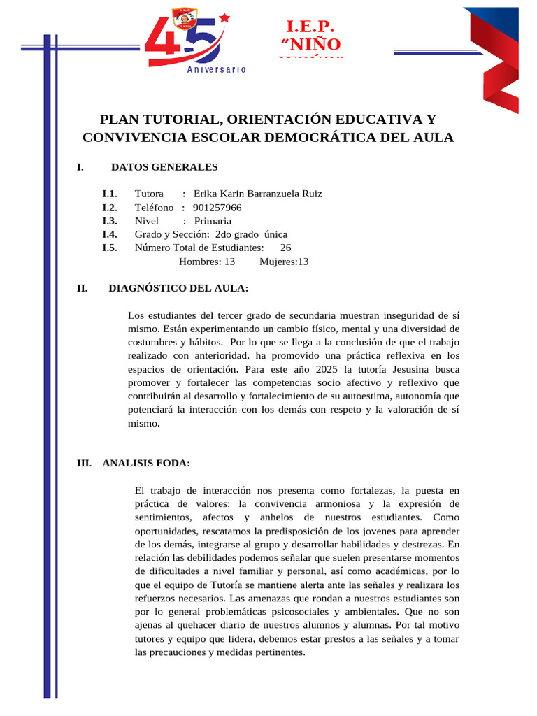 Guía de Tutoría para Segundo Grado | PDF | Aprendizaje | Salón de clases