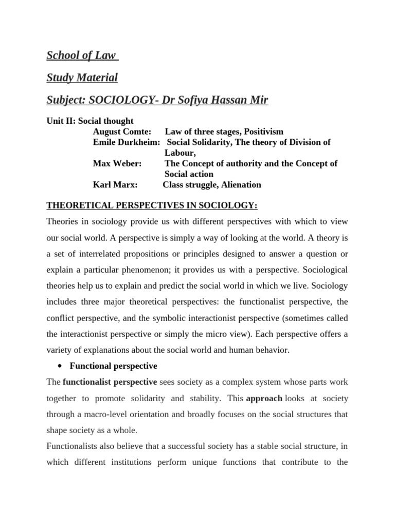 Key Theories in Sociology Explained | PDF | Positivism | Sociology