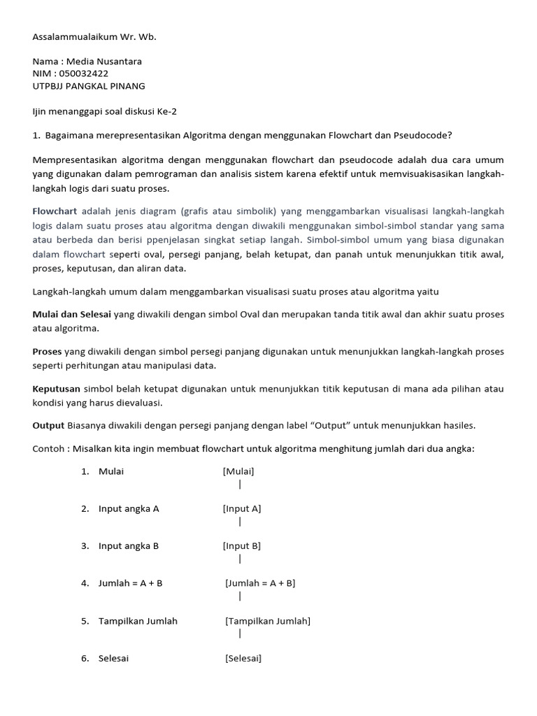 Representasi Algoritma dengan Flowchart | PDF