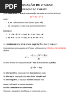 Cálculo de Delta e Raízes de Equações | PDF | Equações | Equação quadrática
