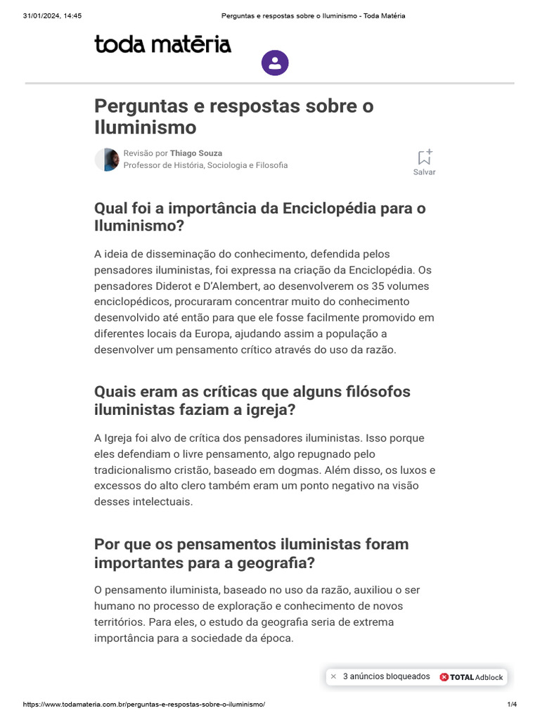Perguntas e Respostas sobre Iluminismo | PDF | Iluminismo | Estado