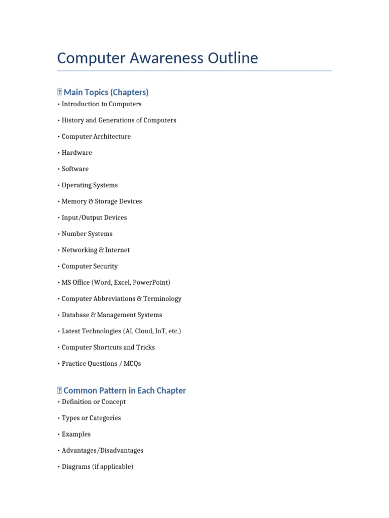Comprehensive Computer Awareness Guide | PDF