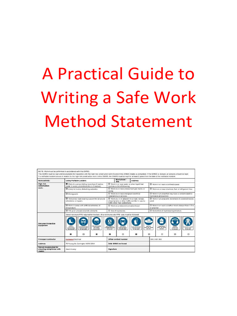 Safe Work Method Statement Guide | PDF | Ladder | Safety