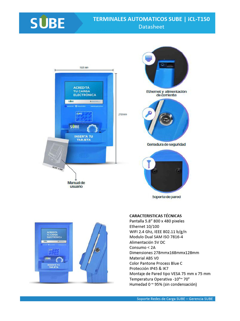 Terminal Automático SUBE iCL-T150 Datasheet | PDF | Estándares de ...