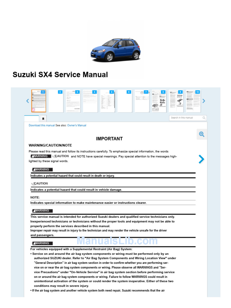 Suzuki SX4 Service Manual Overview | PDF | Manual Transmission