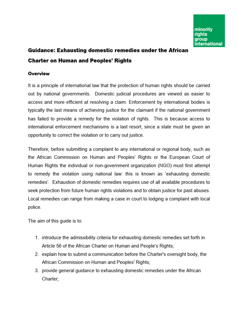Exhausting Remedies in African Human Rights | PDF | Burden Of Proof ...