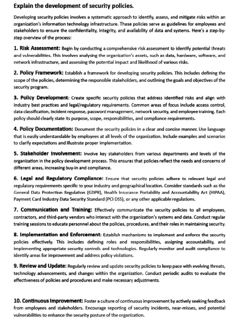 Developing Effective Security Policies | PDF | Computer Security | Security