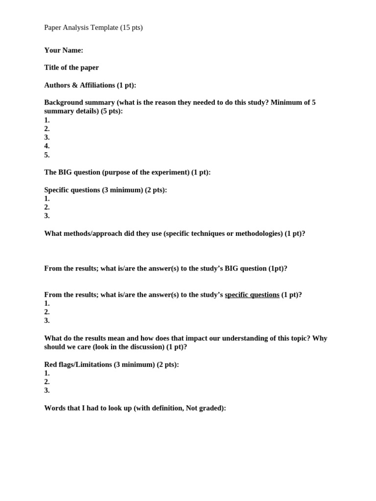 Paper+Analysis+Template+9 10 2021 | PDF
