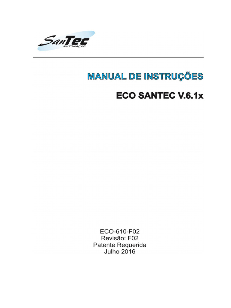 Manual de Programação ECO SANTEC V.6.1x | PDF | Automação | Pressão