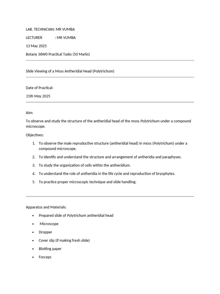 Botany Practical Manual | PDF