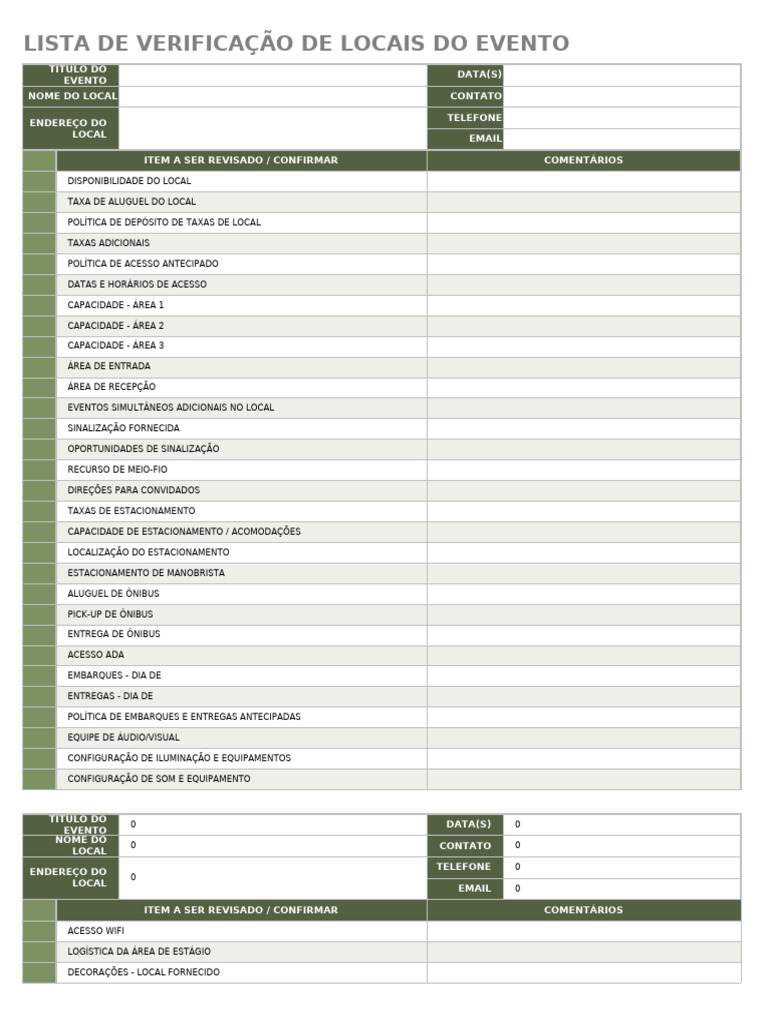 Checklist Completo para Locais de Eventos | PDF