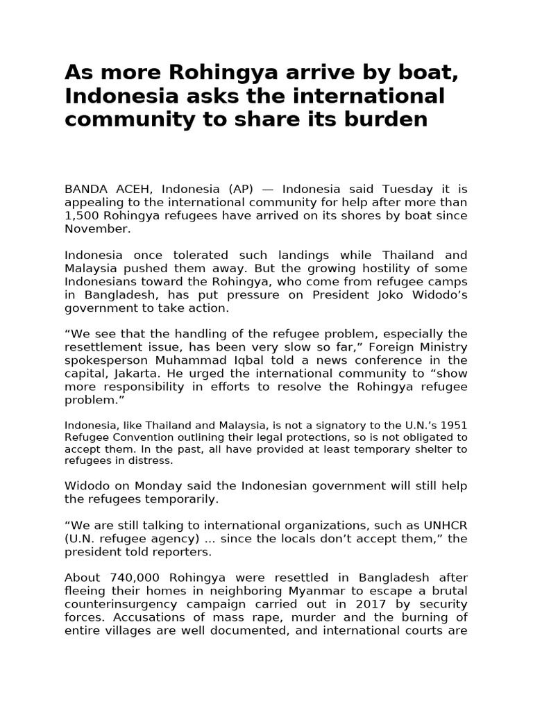 Writing Editorial Rohingya | PDF | Refugee | Rohingya People