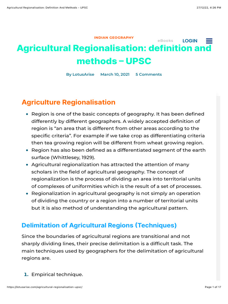 Agricultural Regionalisation in India | PDF | Crops | Agriculture