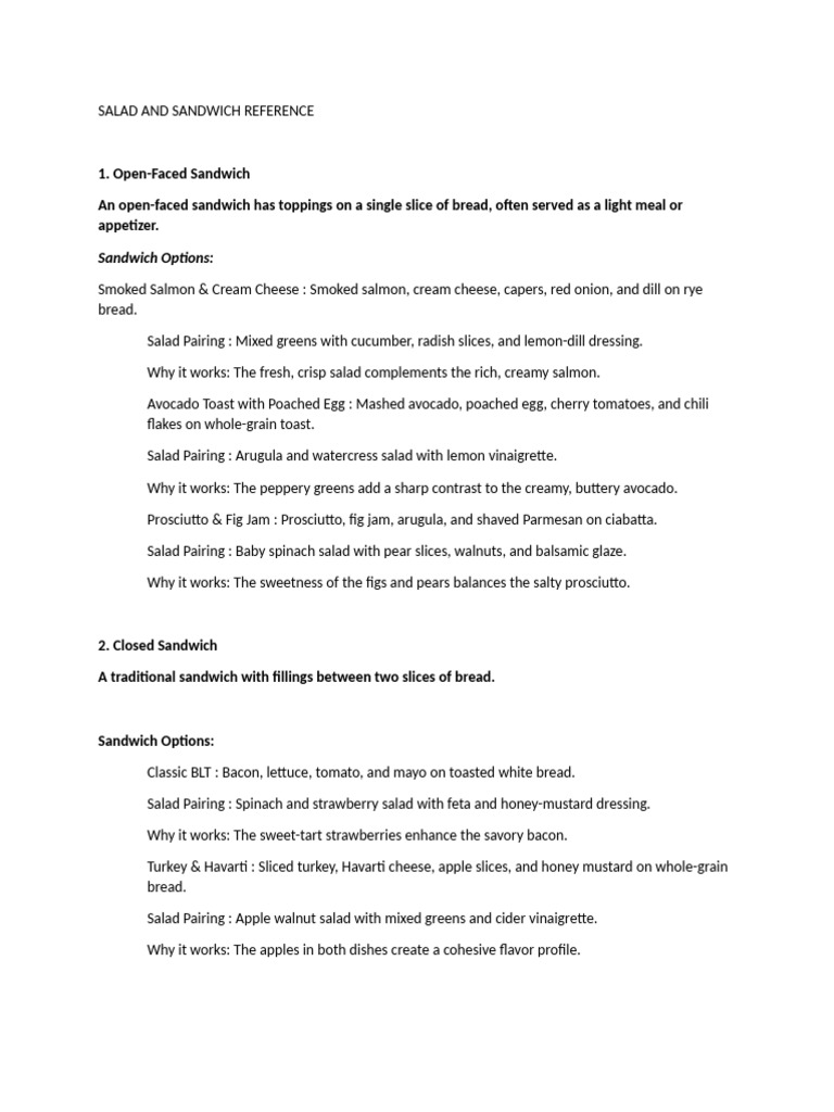 2425b Sandwich And Salad Reference Pdf Salad Coleslaw