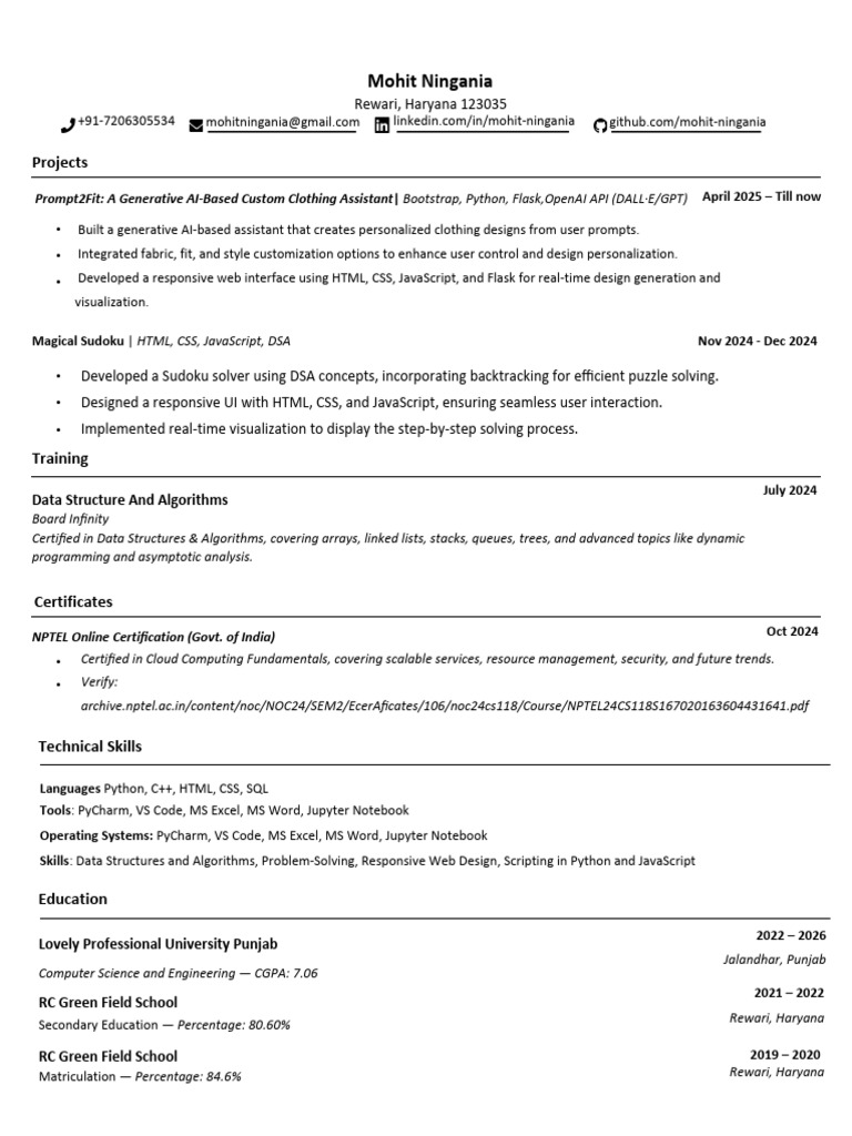 Mohit Ningania's Tech Portfolio Overview | PDF | Java Script | Web Design