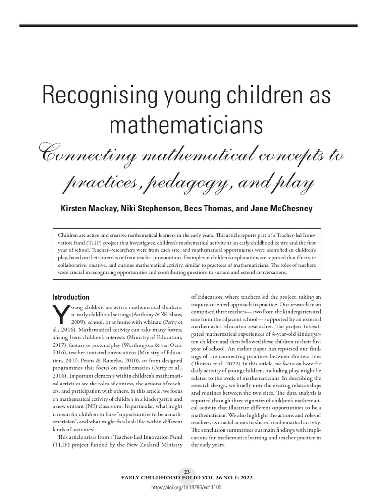 Nurturing Young Mathematicians in Play | PDF | Mathematics | Teachers