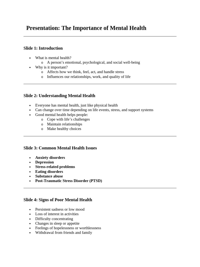Importance of Mental Health Awareness | PDF | Mental Health ...
